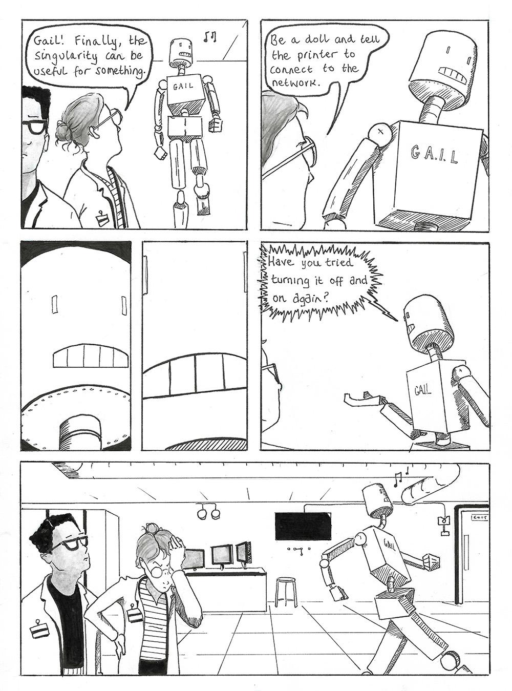 Page 5 of Connection Error, a black and white comic by Adam Westbrook