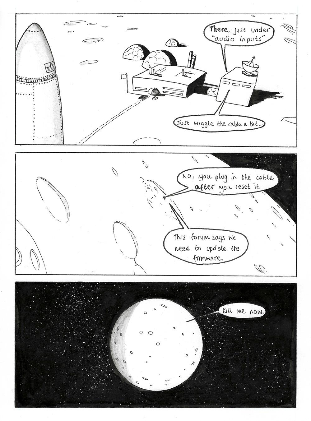 Page 8 of Connection Error, a black and white comic by Adam Westbrook