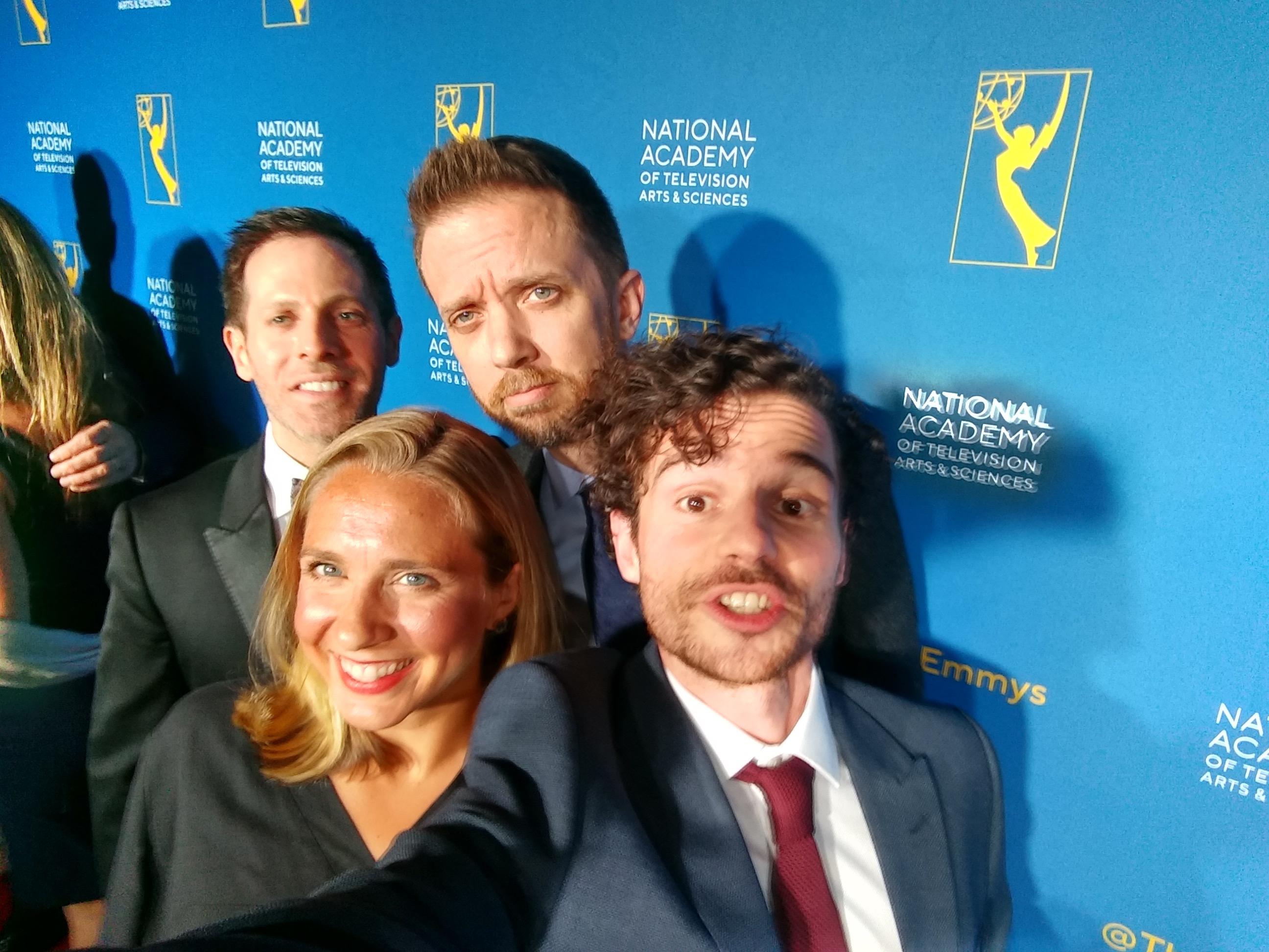 Adam Westbrook, Adam Ellick, Lindsay Crouse and Andrew Blackwell at the Emmy Awards in New York City
