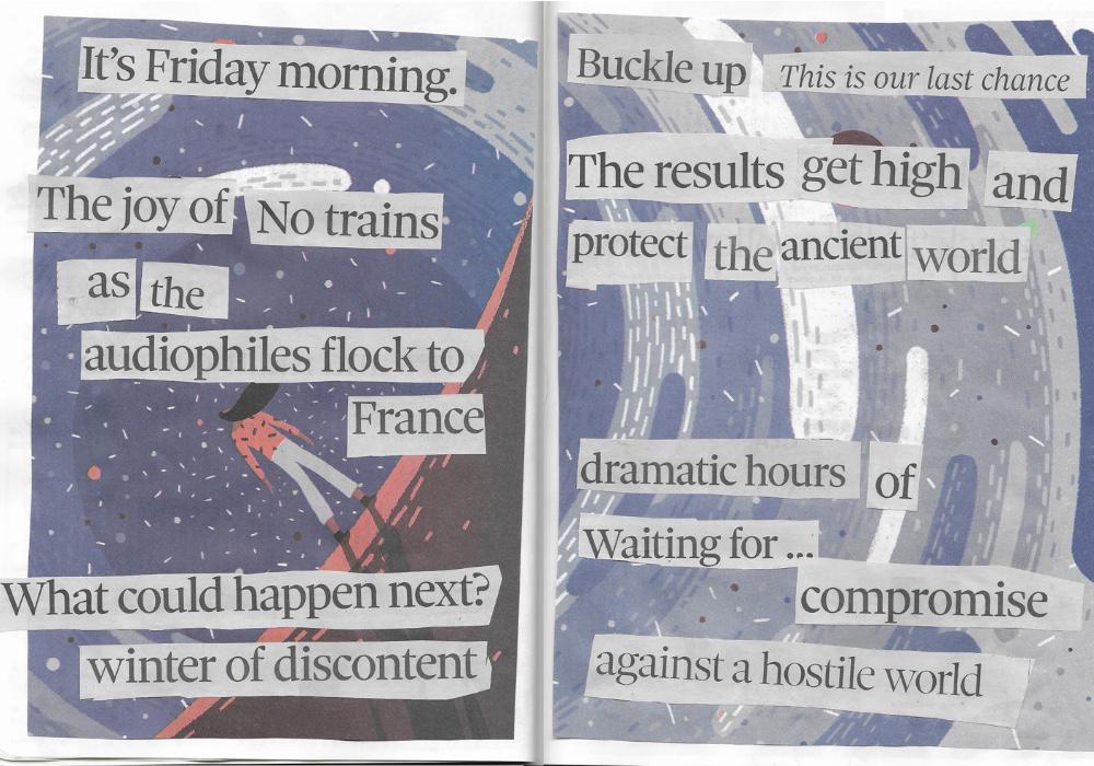 A page of collage from Adam Westbrook&rsquo;s sketchbook