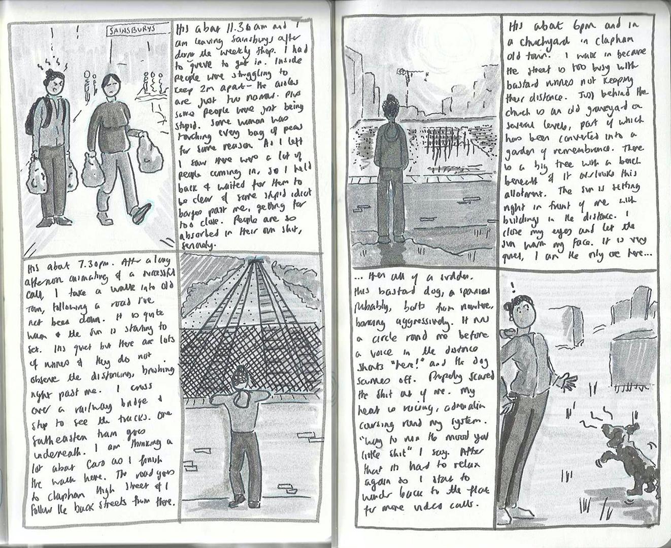 A comic journal page from Adam Westbrook&rsquo;s sketchbook