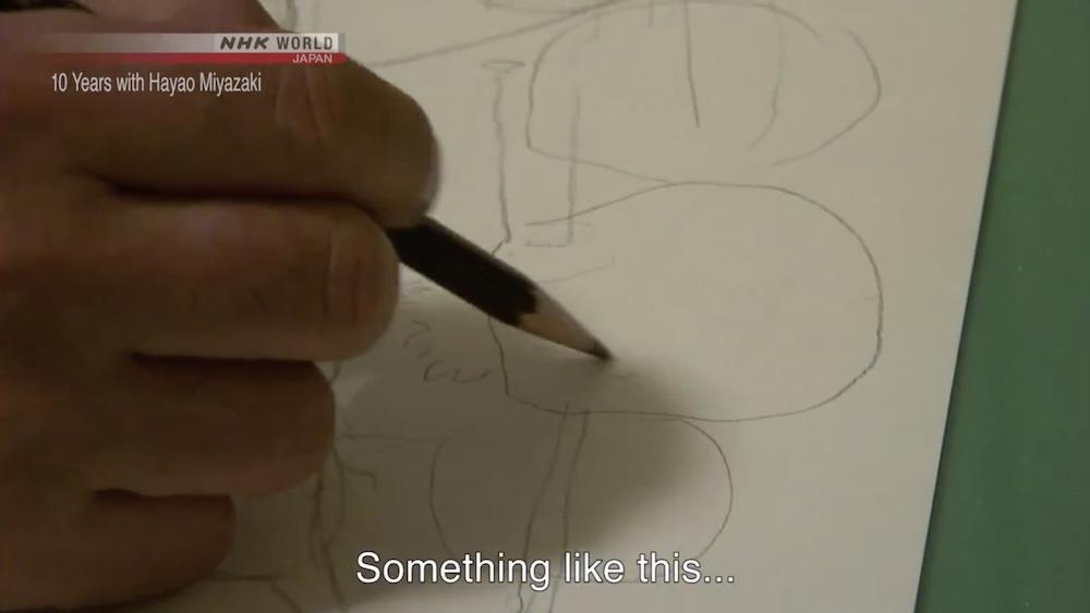 A frame from 10 Years With Miyazaki on NHK
