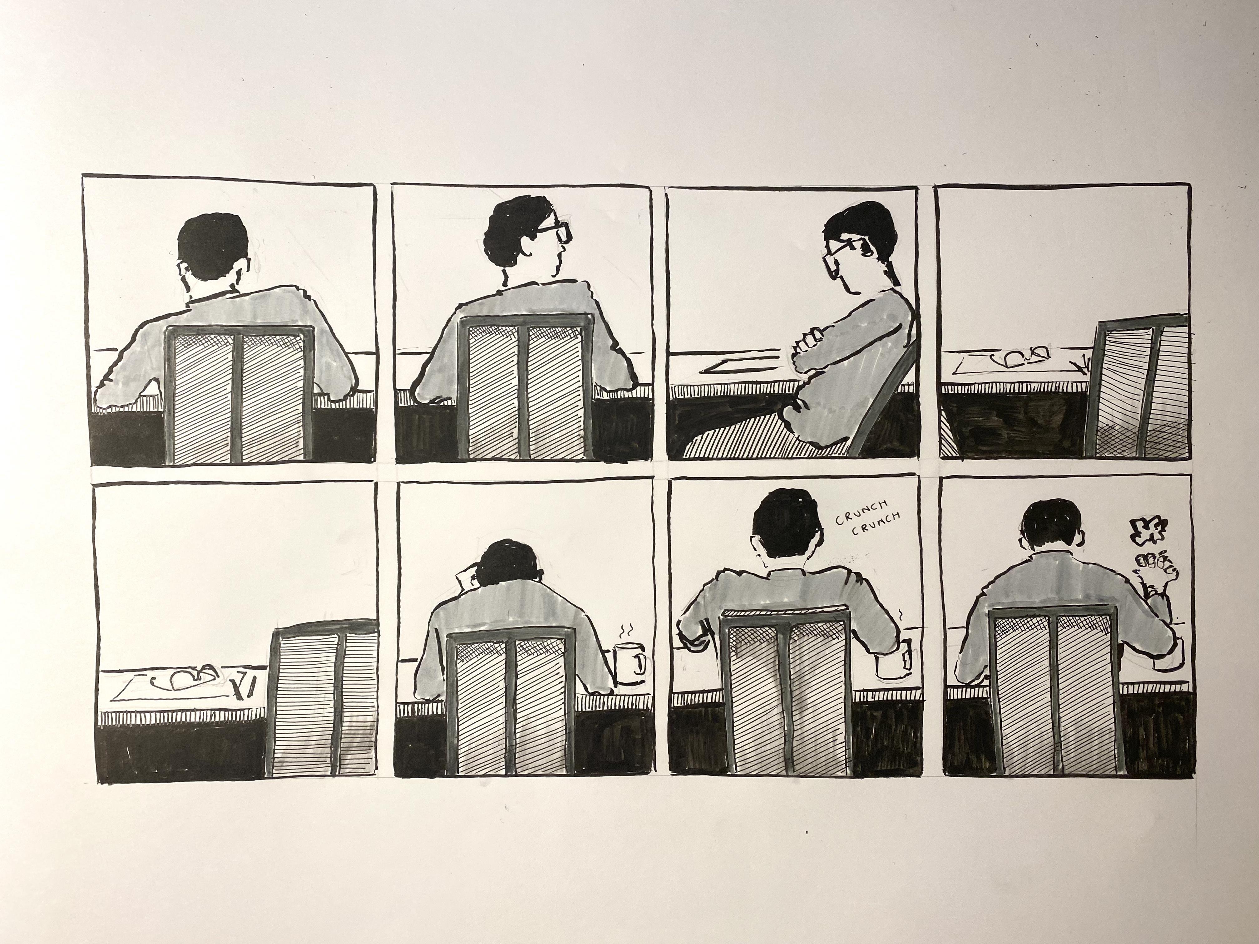 A six panel comic by Adam Westbrook