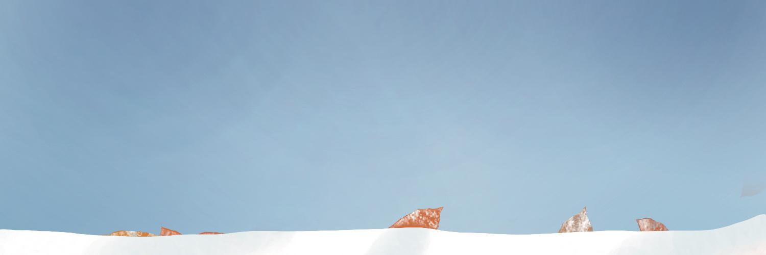 A painting of snow on old leaves