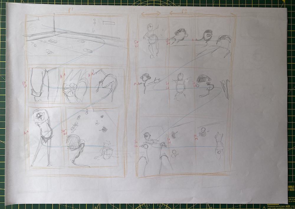 Page layouts for a comic by Adam Westbrook
