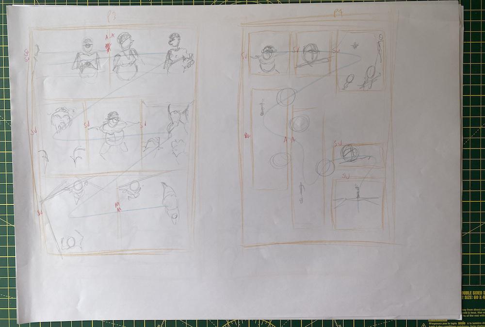 Page layouts for a comic by Adam Westbrook