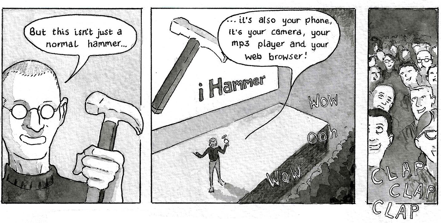 A few panels from &ldquo;iHammer&rdquo;, by Adam Westbrook