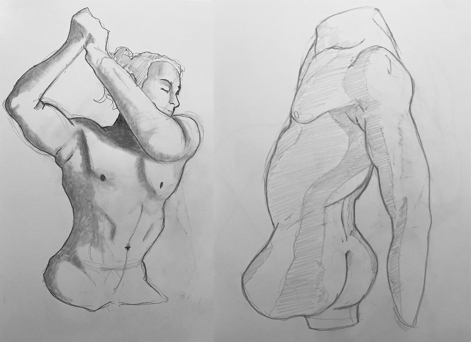 A life drawing sketch by Adam Westbrook
