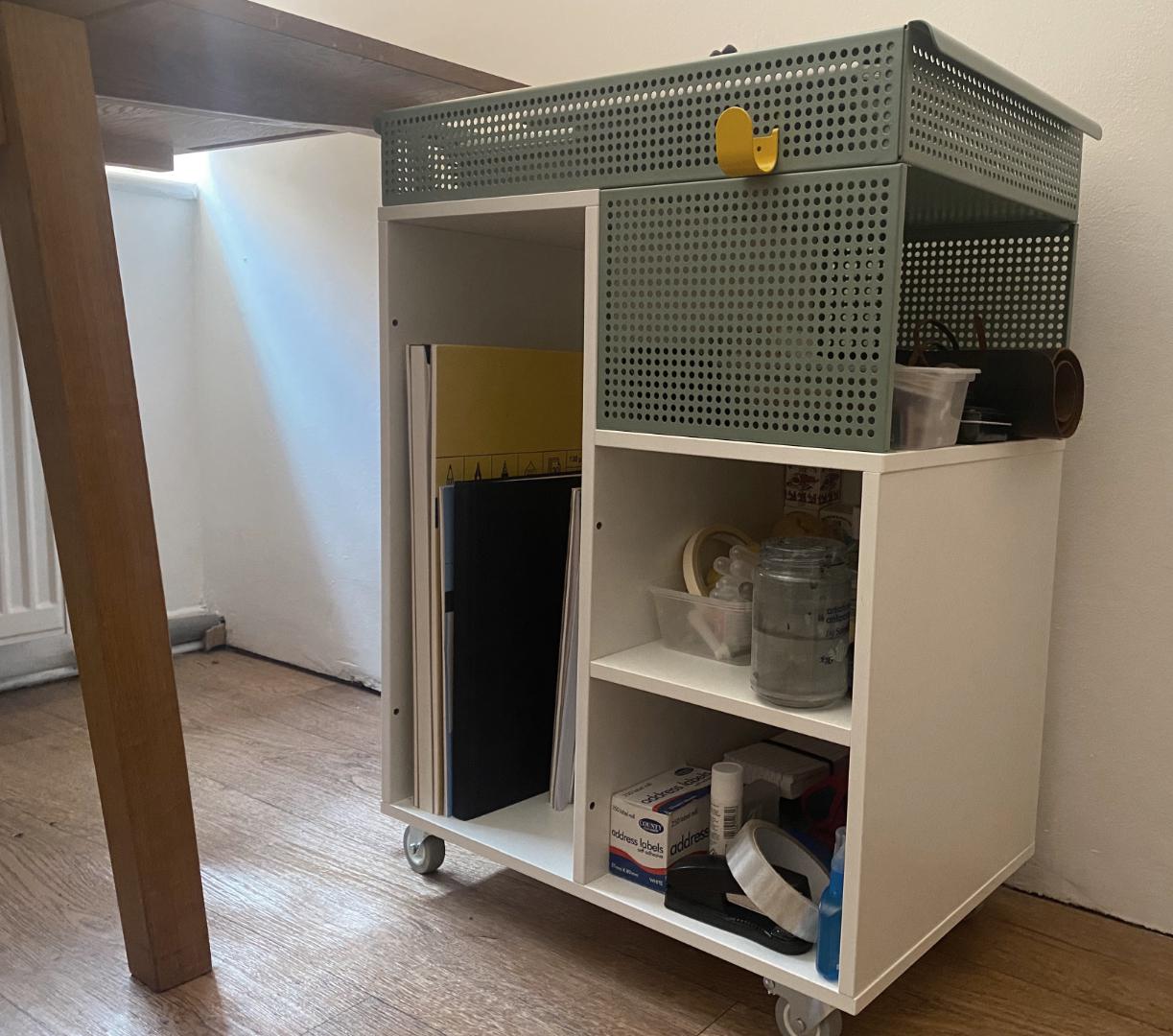 A photograph of Adam&rsquo;s art trolley